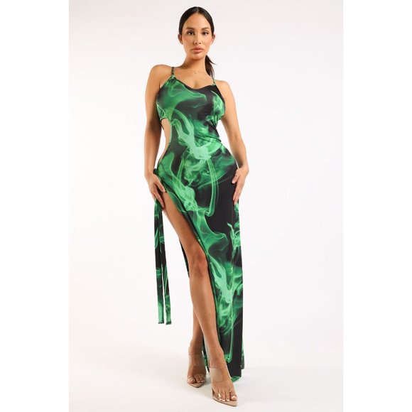 Women's On Fire Maxi Dress Cut Out Lace Up Strappy Fashion Party Club Sexy Dress - Picture 5 of 9